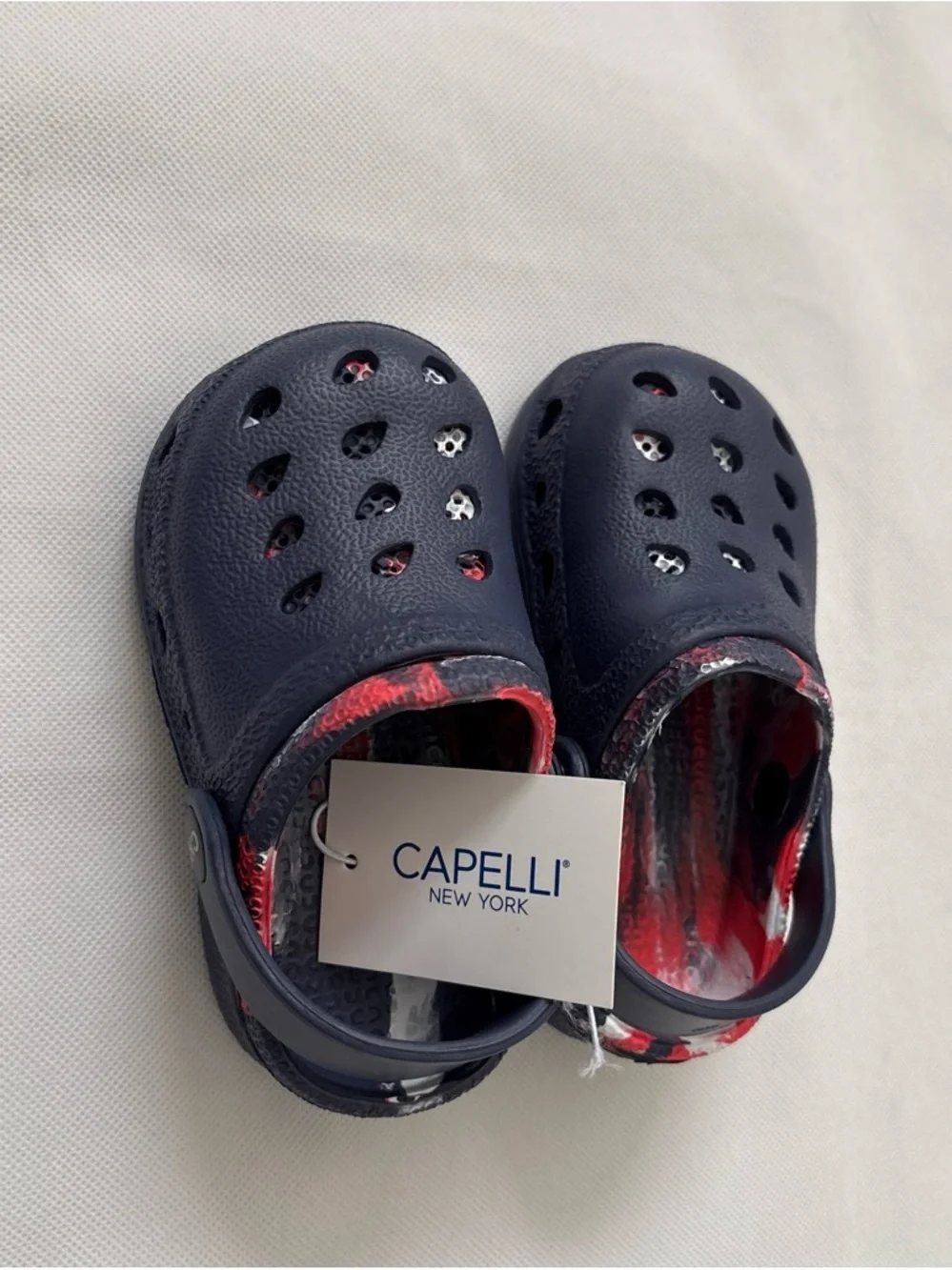 Capelli of New York Navy Blue Kids Water Clogs with Red Accents